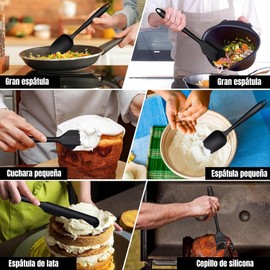Utensilios de Cocina de Silicona: 6 Negro Juegos Utensilios Cocina de Silicona - Paleta Utensilios Cocina Goma Resistente al Calor y Antiadherente Sin BPA No Tóxico