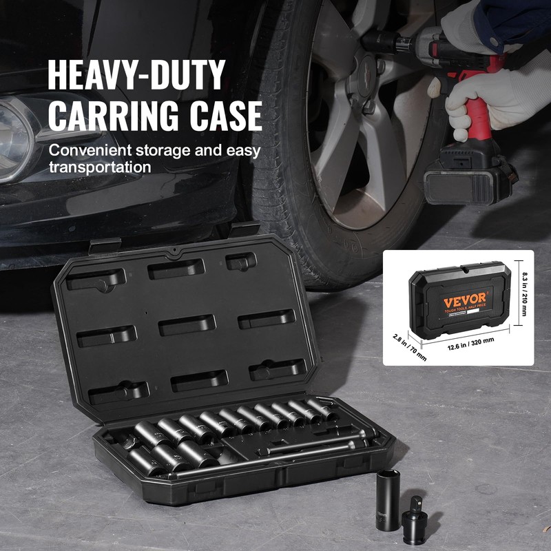 VEVOR Drive Impact Socket Set 3/8" - 18 Piece Deep