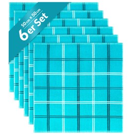 Lashuma Lyon Terry Tea Towels Cotton Set of 6 Nautic Green