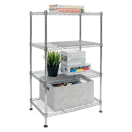 Shelving Inc. 12" d x 20" w x 32" h 4-Tier Chrome Wire Shelving, Standard Duty, Weight Capacity 88 lbs Per Shelf