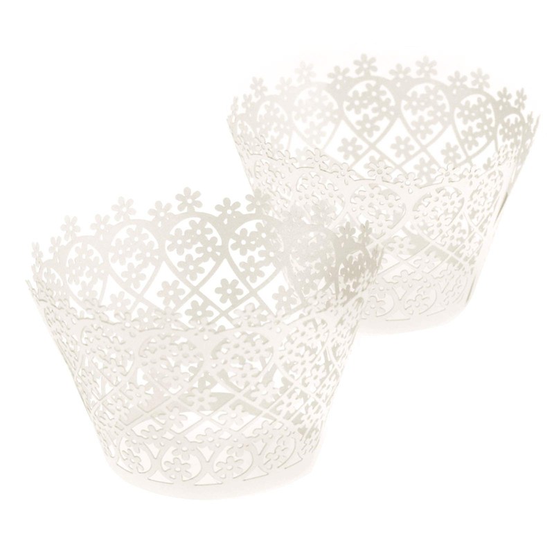 YINETTECH 25 Sheet Flower Cupcake Wrappers Wrap Cases Wedding Birthday