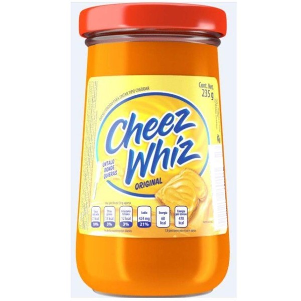 Cheez Whiz 235 gramos ORIGINAL Queso fundido para untar tipo CHEDDAR
