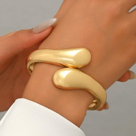 YANCHUN Chunky Bangles Gold Cuff Bracelets for Women Trendy Non Tarnish Chunky Bracelet for Women Trendy Jewelry Gifts