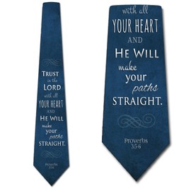 Three Rooker Christian Ties Mens Religious Necktie Proverbs 3:5-6 Tie