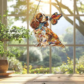 Cocker Spaniel Ornaments Acrylic Window Hanging, Cocker Spaniel Gifts for Women Men Cocker Spaniel Lovers, Cocker Spaniel Decor, Cocker Spaniel Decorations, Cocker Spaniel and Butterfly Ornaments