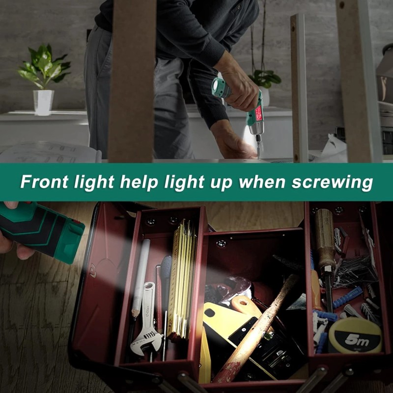 Hychika Cordless Screwdriver HYCHIKA 4V 2.0Ah Rechargeable Screw Gun w/