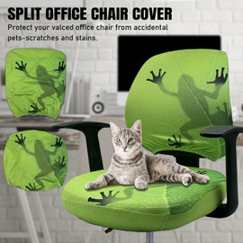 YOXEULL Office Chair Cover Computer Desk Chair Covers Stretchable Anti-Dust Universal Split Rotating Swivel Chair Slipcover Protector 2 Piece, Green Frog, Office Gift for Women Men