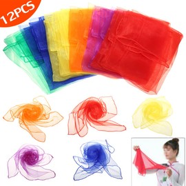 12pcs Chiffon Gradient Juggling Silk Dance Magic Tricks Dancing Props Scarves AU