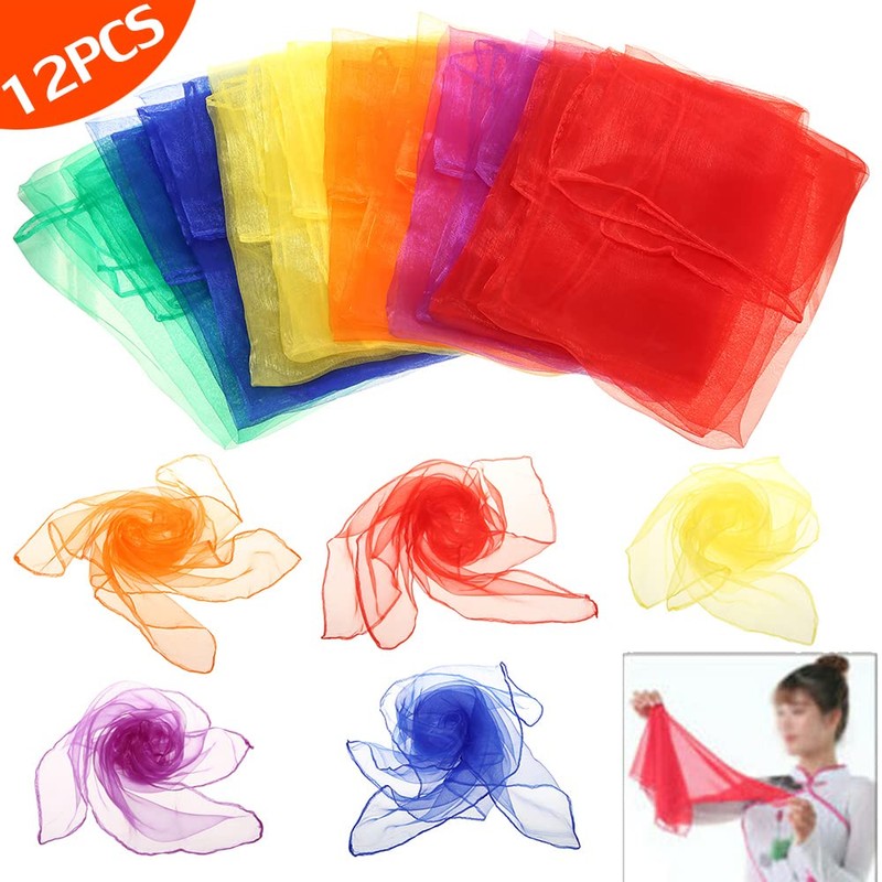 12pcs Chiffon Gradient Juggling Silk Dance Magic Tricks Dancing Props