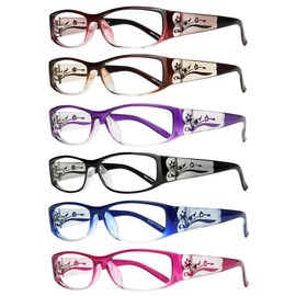 EYEBOGO Kaylee Stylish Reading Glasses for Women (6-Pack, 2.50)