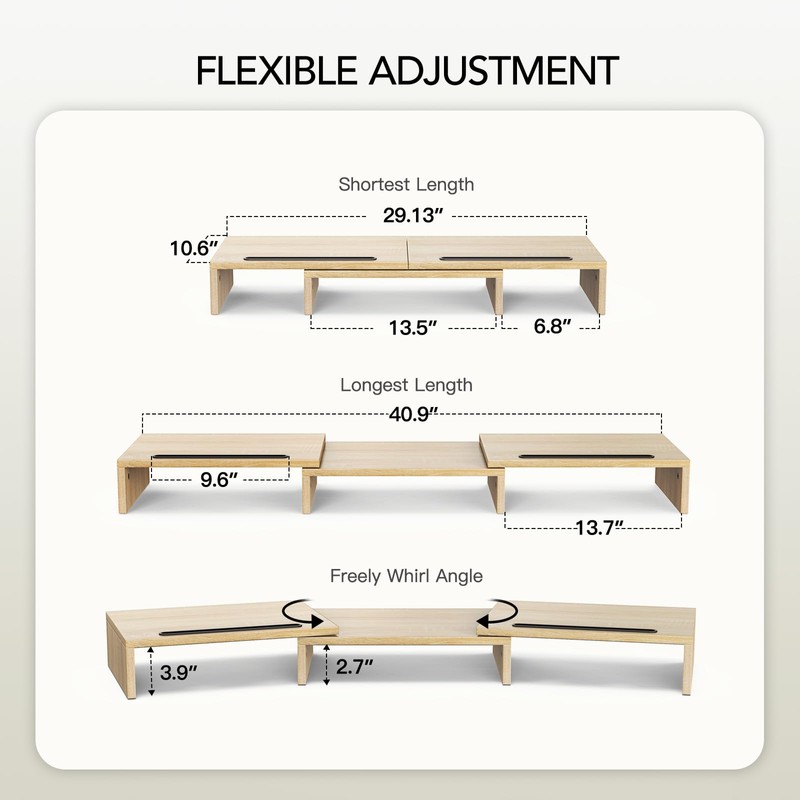 AMERIERGO Dual Monitor Stand Riser- 3 Shelf Screen Stand with