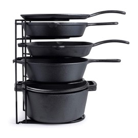 Cuisinel Heavy Duty Pots and Pans Organizer - Extra Large 5-Tier Rack - Holds Cast Iron Skillets, Dutch Oven - Durable Construction - Space Saving Kitchen Storage - No Assembly Required - Black 15.4"