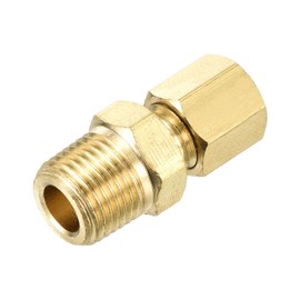 sourcing map Brass Tube Fitting, 1/8O.D x 1/8NPT Brass Flared Pipe Adapter Fittings Reducing Nipples Connector, Half Union Gas Adapter for Pipe Connections, Hydraulics, Refrigeration