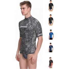 Cressi Rash Guard Man Short/SL - Men's Rash Guard Short Sleeves Made of Elastic UV Protection (UPF) 50+, Camouflage Black, XL/5 (54)