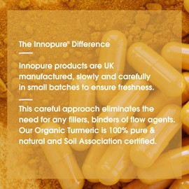 Organic Turmeric with Black Pepper & Ginger (No Fillers or Binders) 120 Capsules - High Strength Turmeric Supplement - UK Made by INNOPURE