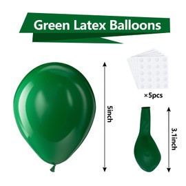 Bezente Green Balloons Latex Party Balloons - 150 Pack 5 inch Matte Small Dark Green Helium Balloons for Birthday Baby Shower Christmas St. Patrick's Day Jungle Safari Theme Party Decorations