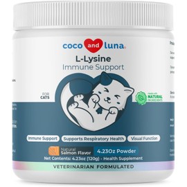 L-Lysine Supplement for Cats 900mg/scoop - Cat Supplement for Sneezing and Runny Nose, Cold, Immune Support, Eye Function, and Respiratory Health – Lysine Powder