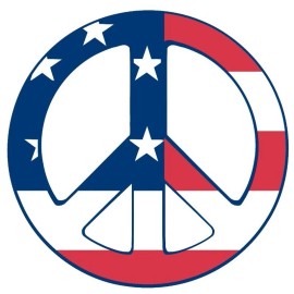 PEACE SYMBOL AMERICAN FLAG STICKER USA FLAG LAPTOP STICKER BUMPER STICKER