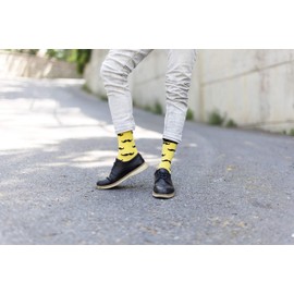 socks n socks-Men's Luxury Cotton Colorful Funky Yellow Mustache Socks