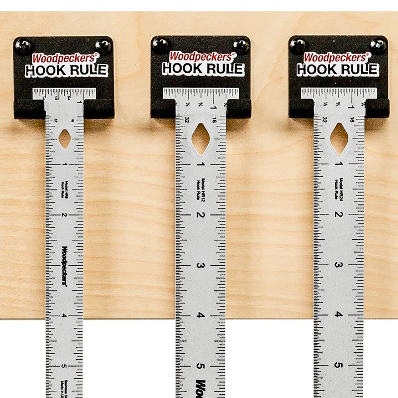 Woodpeckers Hook Rule, 12 Inch, Stainless Steel Woodworking Ruler That