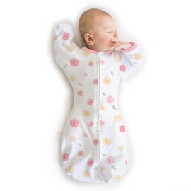 Amazing Baby Transitional Swaddle Sack with Arms Up Half-Length Sleeves and Mitten Cuffs, Easy Swaddle Transtion, Better Sleep for Baby Girls, Watercolor Little Roses, Small, 0-3 Mo, 6-14 lbs