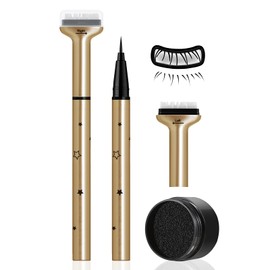 GEUUFEA Lower Eyelash Stamp & Eyeliner, 2 In 1 Lower Lash Stamp Kit Waterproof, Quick Eye Makeup Tool for Beginners, Reusable Natural Lash Effect (Black)