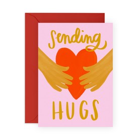 Sending Hugs Card – Greetings for Support & Comfort, Get Well Soon - For Him, Her, Mum, Dad, Brother, Sister, Cousin, Colleagues, Neighbour, Classmate, Coworker, Friends, BFF - Comes with Stickers