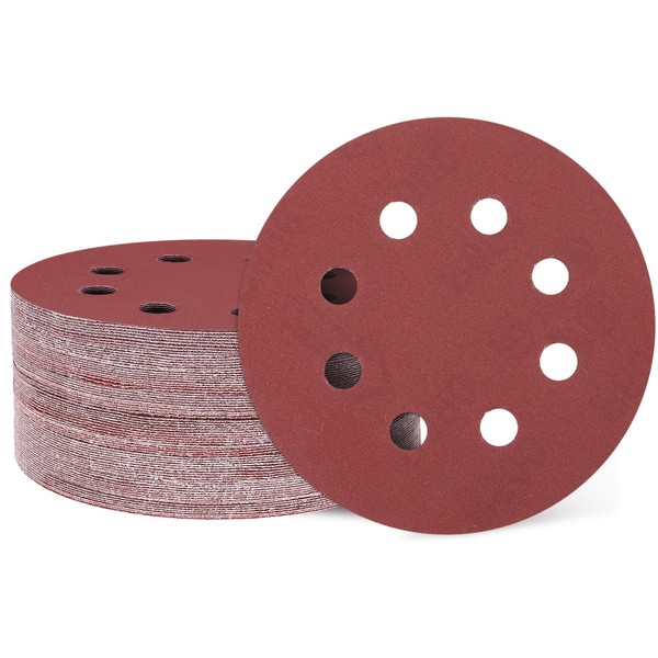 HARFINGTON 50 Pcs 5 Inch Sanding Disc 8 Hole 600