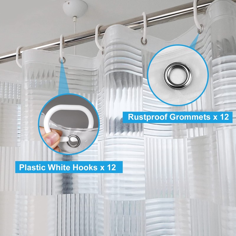 EurCross 72 x 84 inch Extra Long Clear Shower Curtain