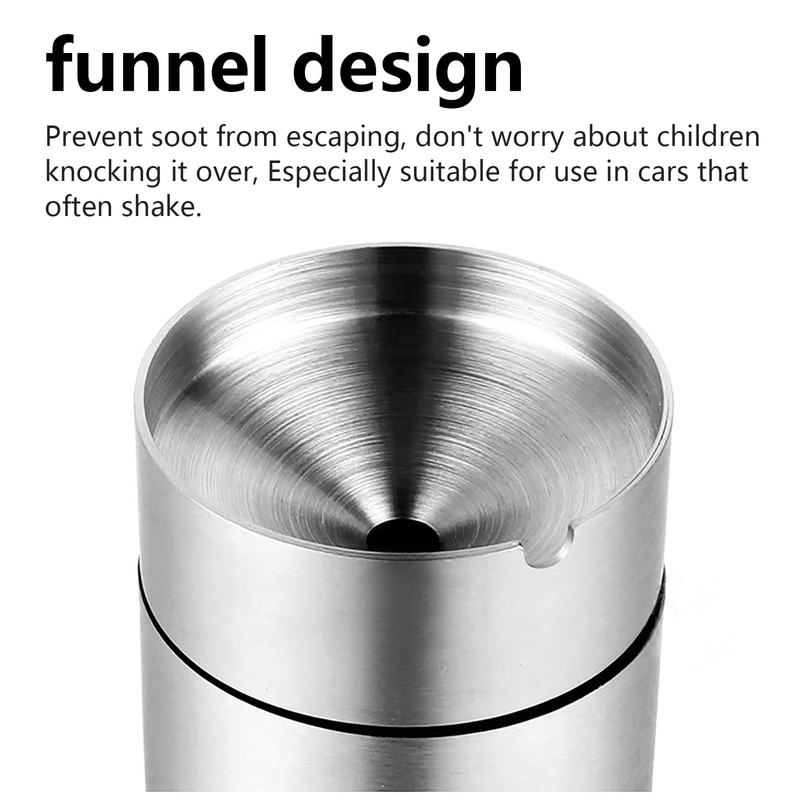 WANGCL Stainless Steel Car Ashtray with Lid, Car Ashtray, Odourproof,