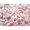 500pcs Heart Beads Round Flat White & Red 7mm Craft