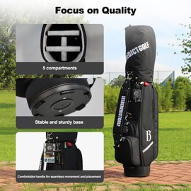 L&B 5 Way Golf Cart Bag, Waterproof Zippers,Golf Bag for Men and Women with Handles and Rain,Caliber 8.5 Inch