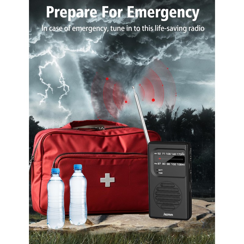 Jazmm Portable Radio AM FM,Battery Operated Radio with 3W Large