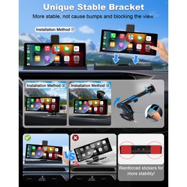 4K Apple Carplay with 350° Rotatable Camera 10.26" Carplay Screen for Car Auto-Brightness Wireless Carplay & Android Auto w Dual Bluetooth,Vioce Control, Navigation, Apple Car Play, Unique Bracket