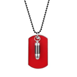 Cupimatch Men's Dog Tag Necklace: Military Bullet Case Chain Dog Tags Army Style Pendant with 70 cm Ball Chain, Stainless Steel