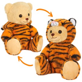 BRUBIES Teddy Tiger - 25 cm Teddy Bear in Tiger Costume with Hood - Plush Toy for Cuddly Adventures - Cuddly Toy Gift for Children
