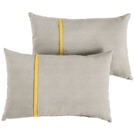 Mozaic AMPS113649 Indoor Outdoor Sunbrella Lumbar Pillows, Set of 2, 12 x 18, Silver Grey & Sunflower Yellow