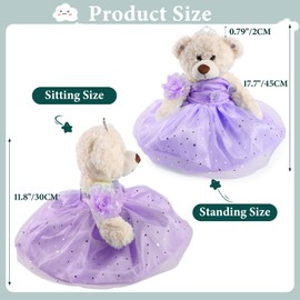 Cisina Quinceanera Doll Quince Teddy Bear with Dress,Quinceanera Decorations for Girls Gifts,OSO De Peluche para 15 Años Con Vestido,Centro De Mesa Muñecas para 15 Años Quinceañeras-Lavender