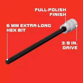 Proto J4990-6MXL Hex Bit Socket: 3/8" Drive, 6 mm Hex, 5" Bit Length