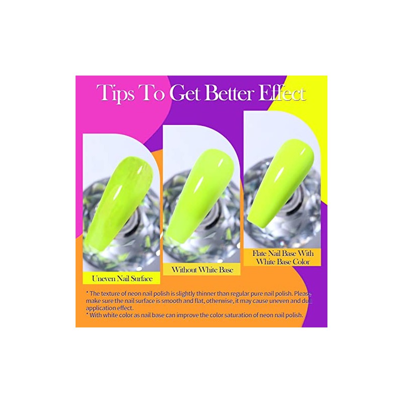 Born Pretty Neon Nail Polish Fluorescent Bright Nail Lacquer 6PCS