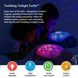 Cloud b Star Projector Nightlight with White Noise Soothing Sounds | Adjustable Settings and Auto-Shutoff | Twinkling Twilight Turtle - Pink
