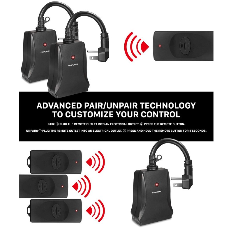 Fosmon Remote Control Outlet Waterproof Outdoor, Wireless Light Switch