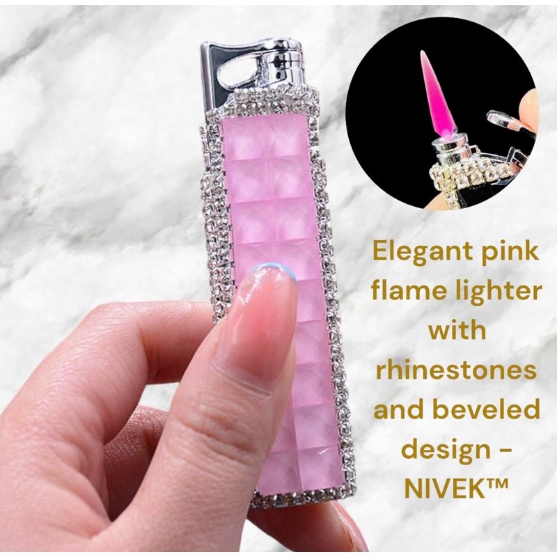 Rhinestone Bling Lighter Luxury Blue Torch Refillable Windproof Elegant Evening