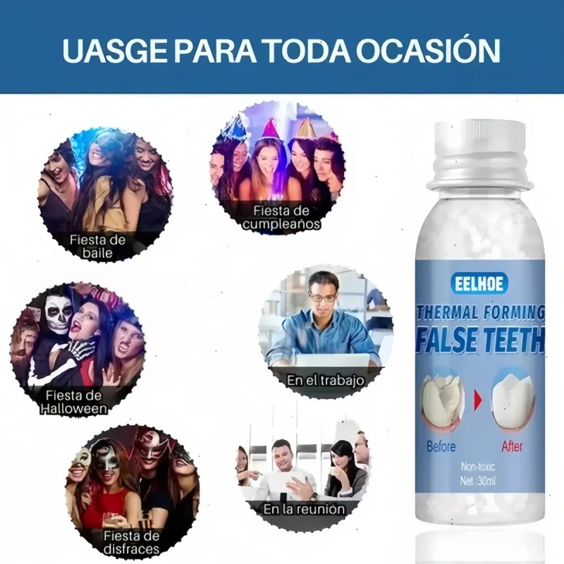 Perlas Reparación Dientes Postizos Gránulos 30ml