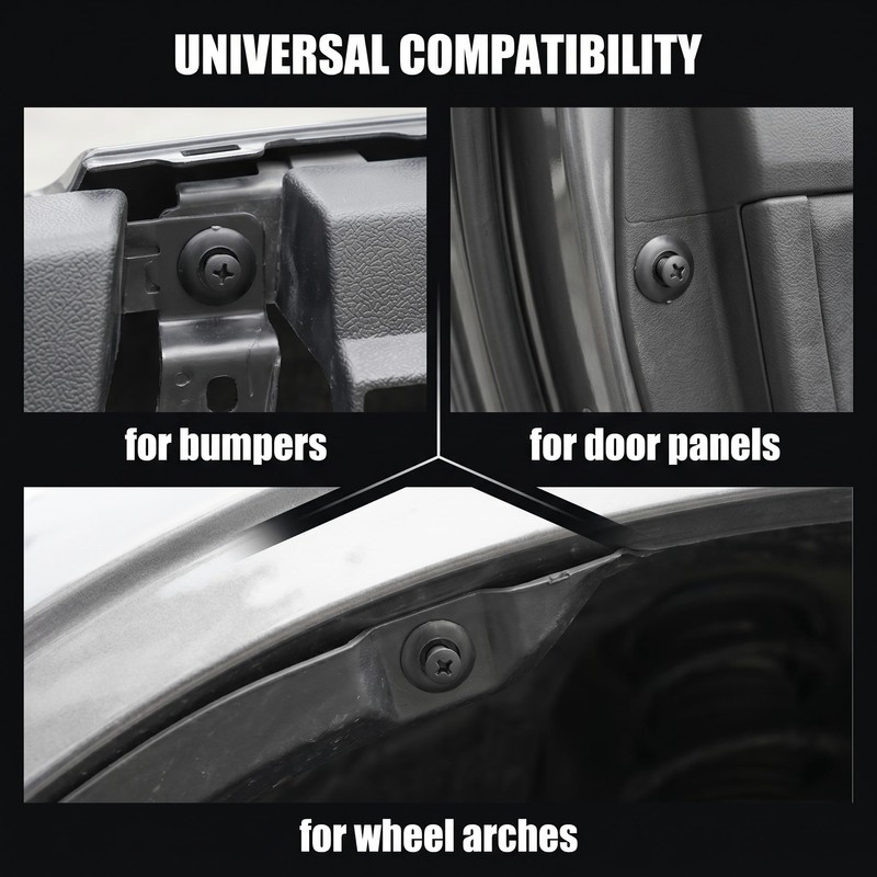 Pack of 100 Nylon Car Mounting Clips, Expansion Rivets and
