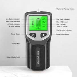 HW430 5 in 1 Stud Detector Wall Scanner Digital Handheld Professional Multifunction Wall Detector Live Wires Cable Metal Finder Scanner