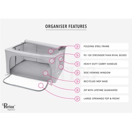 Periea Oxford Cloth Steel Frame Storage Boxes - Under-Bed or in Closet - Pack of 2 Small Organizers (Tan)