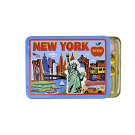 New York Fridge Magnet by Pillzar, Tin Portable Pill Box with 3 Compartments, Vitamin Organizer, Unique Collectible Souvenir Gift, Travel Friendly, 3.5” X 2.6”