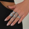 ANGLEQUEEN Silver Chunky Rings Set for Women Open Stacking Knuckle