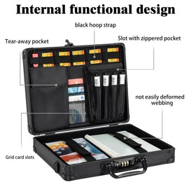 LASUK Aluminum Briefcase, Key Lock Clipboard Storage Box, Lockable Storage Case with Foot pad and Corner Protectors, 13x 10x 2.8 inch